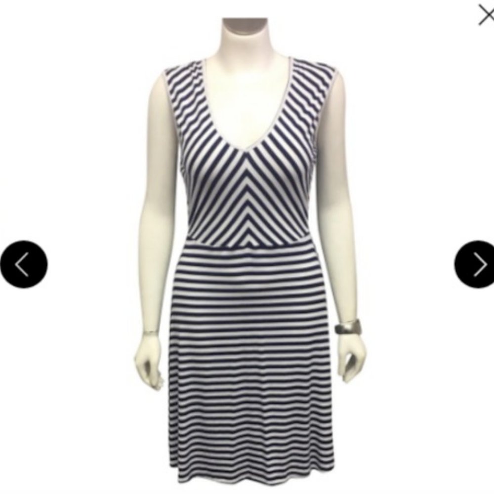 Boston Proper Navy & White Striped Short Dress
